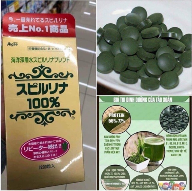 Tảo xoắn spirulina Nhật Bản,tem đỏ