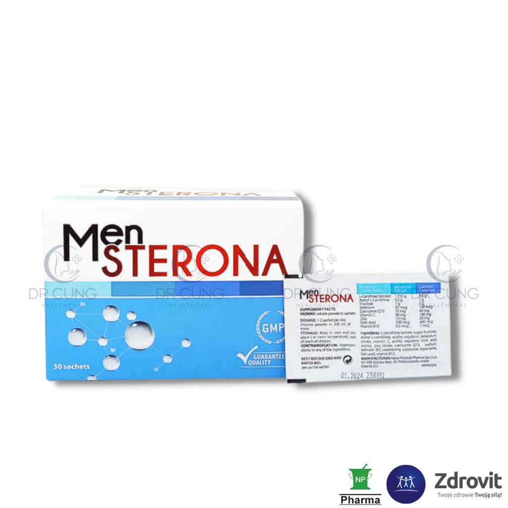 Bác Sĩ Cung Mensterona - Bổ Tinh Trùng, Tăng Cường Sinh Lý Nam, Tăng Sức Đề Kháng, Tăng Thụ Thai (Hộp 30 gói)