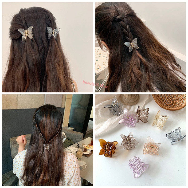 Kẹp tóc nữ thiết kế bướm trong suốt nhiều màu sắc thời trang Hàn Quốc