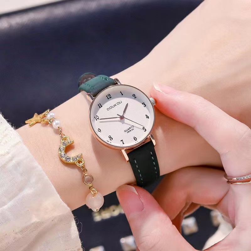 Đồng Hồ Đeo Tay Dây Da Thiết Kế Đơn Giản Phong Cách Hàn Quốc Cao Cấp Cho Nữ