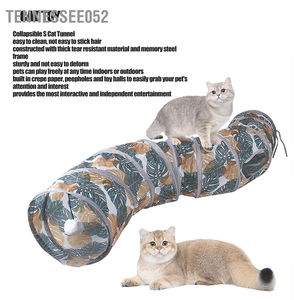 Tennessee052 Cat S Tunnel Tube In Wild Leaf Dày có thể thu gọn Đường hầm cho vật nuôi nhỏ di động