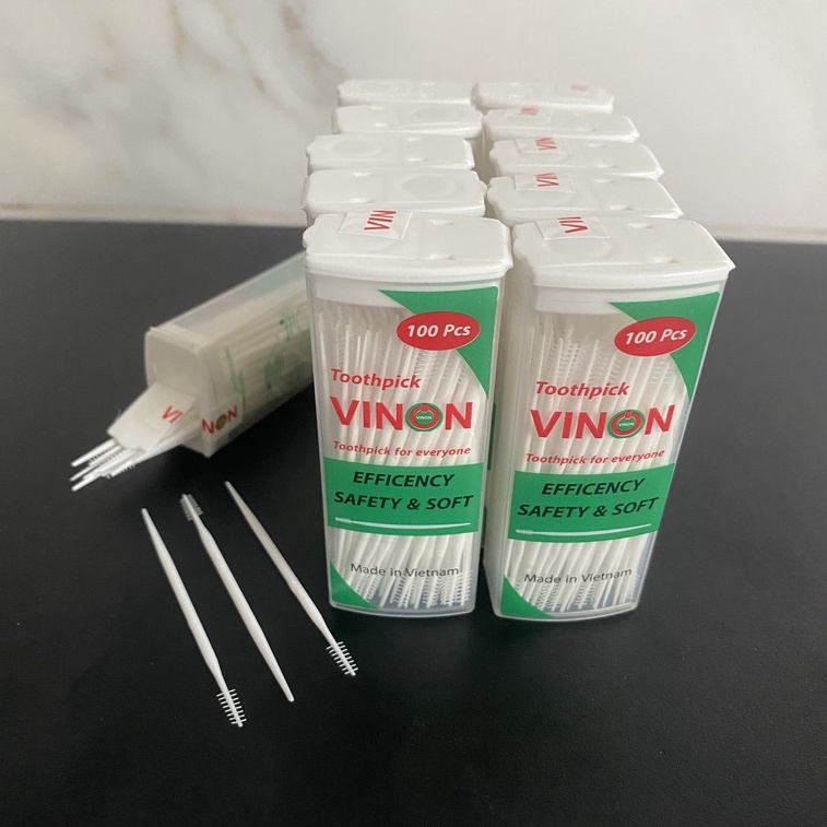 Tăm vinon (Lốc 10 hộp x hộp 100 tăm)