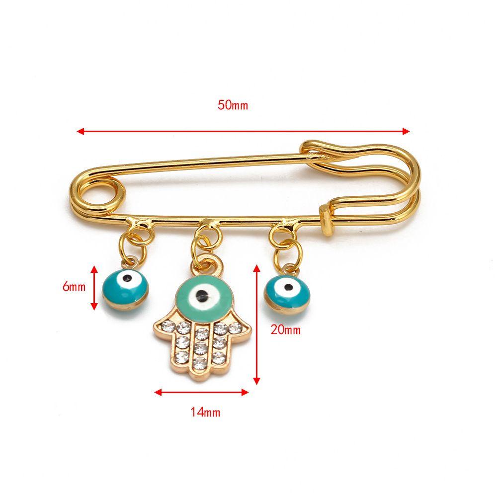 Ghim Cài Áo Hợp Kim Hình Hamsa Thổ Nhĩ Kỳ Màu Xanh Dương Trang Trí Túi X