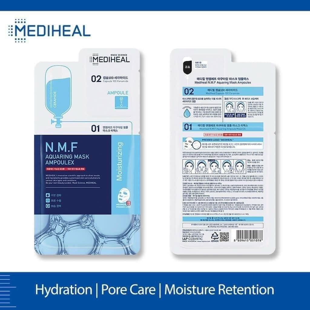 Mặt nạ Mediheal N.M.F Aquaring Mask Ampoulex mẫu mới, cấp ẩm dưỡng trắng da chuyên sâu