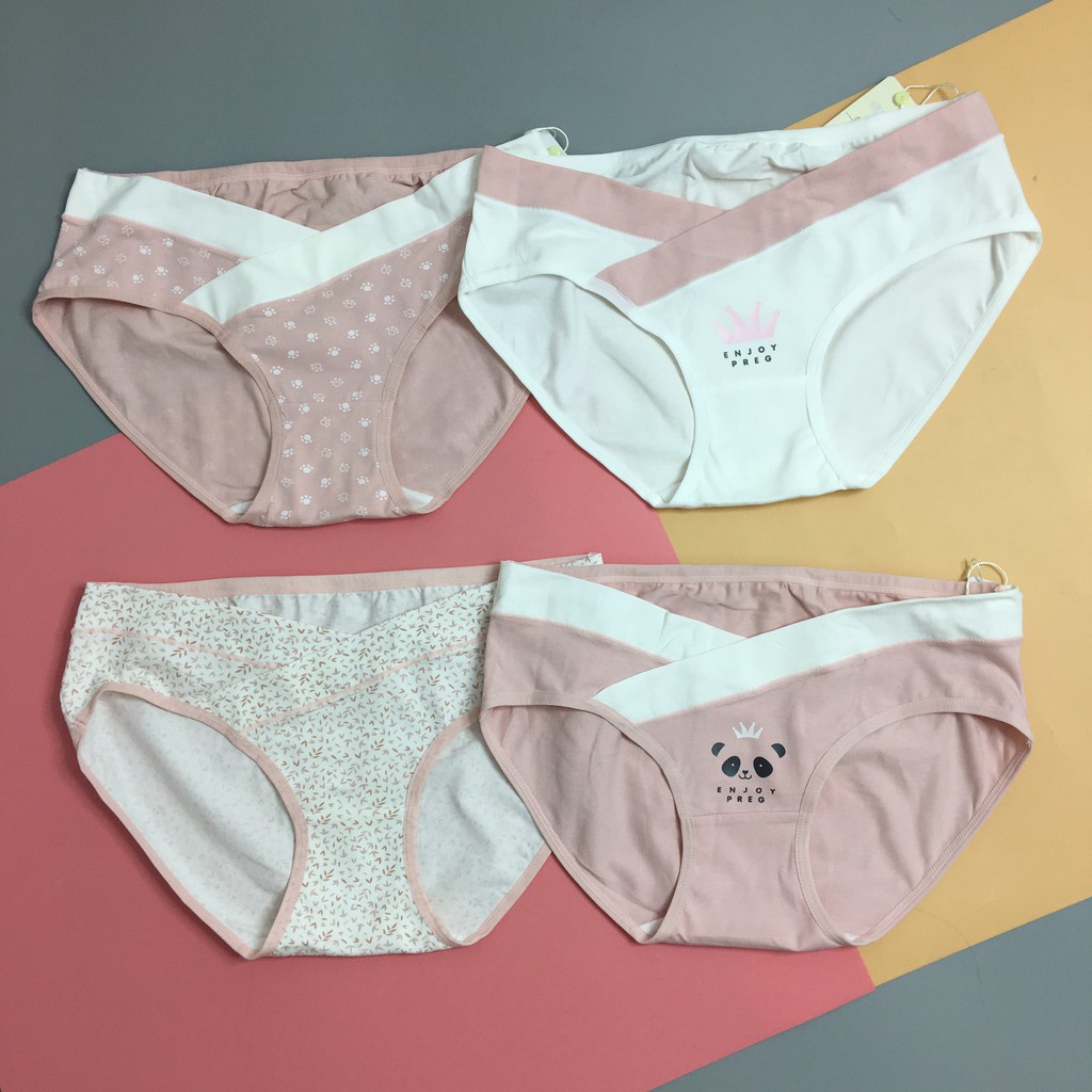 Set 4 quần lót bầu sau sinh cạp chéo cotton Cao Cấp hàng đẹp - 𝐐𝐋𝟎𝟒