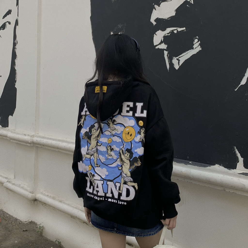 Áo Khoác Hoodie Angel-Land Love In The Air Black Hoodie Nỉ Bông - LAB