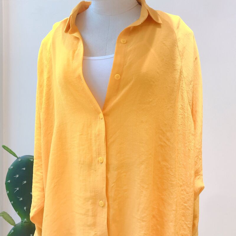 Áo sơ mi MIEU vải tơ oversize - HA09 (FS Vàng)