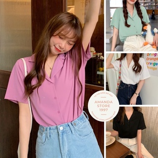 {Amanda}Sơ mi nữ cổ vest nhiều màu HOTHIT. Sơ mi nữ cổ vest chất thích