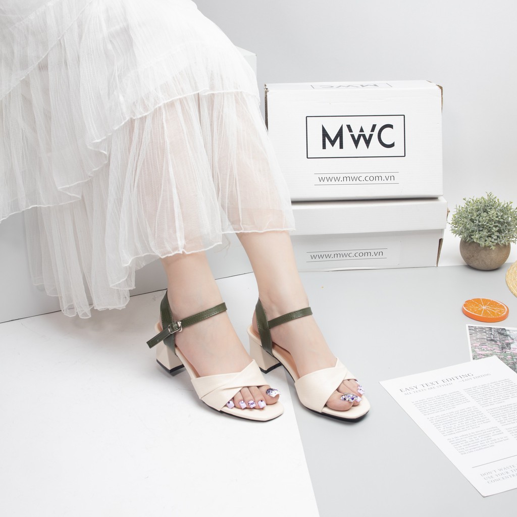 Giày Sandal Cao Gót MWC Đế Vuông 5CM Quai Chéo Thanh Lịch NUCG- 3921