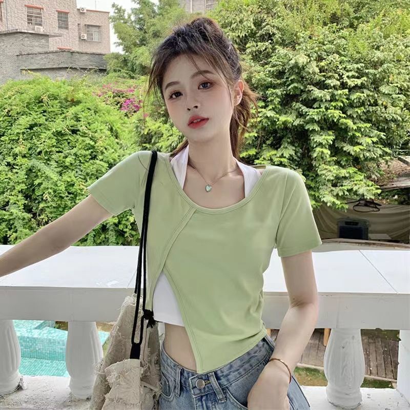 Áo thun COZOKC tay ngắn dáng ôm thiết kế độc đáo phong cách Hàn Quốc thời trang cao cấp