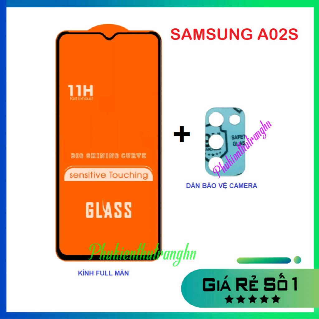Combo Samsung A02S kính cường lực full màn hình + dán bảo vệ camera chống xước chống bụi bẩn