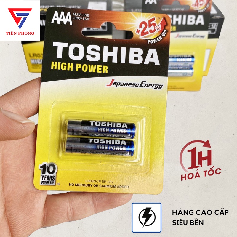 Pin đũa AAA Alkaline Toshiba chính hãng - Vỉ 2 viên