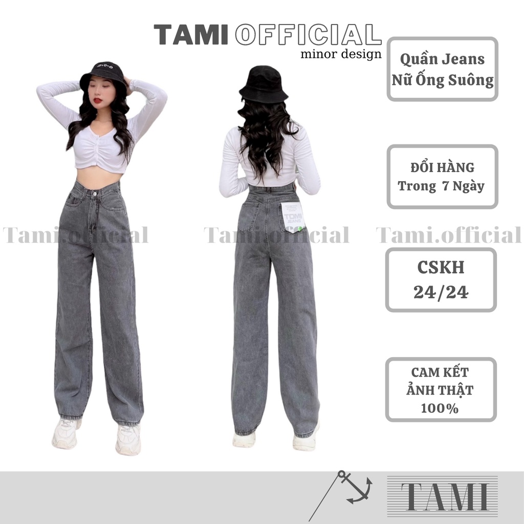 Quần Jeans NỮ ỐNG SUÔNG Màu XÁM KHÓI Đáy Cao Siêu HÁCH DÁNG [ Tami Official ] | BigBuy360 - bigbuy360.vn