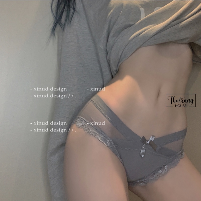 Set 3 quần lót lọt khe nữ dây ren đính nơ, quần chip xì M17 dễ thương sexy su thun lanh không đường may gợi cảm,cao cấp