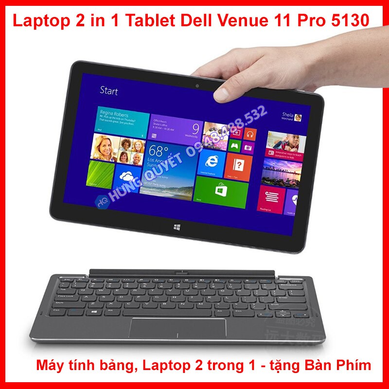 Laptop 2 in 1 Tablet Dell Venue 11 Pro 5130, Màn hình10.8" - Intel Atom-Z3795, Ram 2GB, SSD 64G - Tặng kèm bàn phím rời