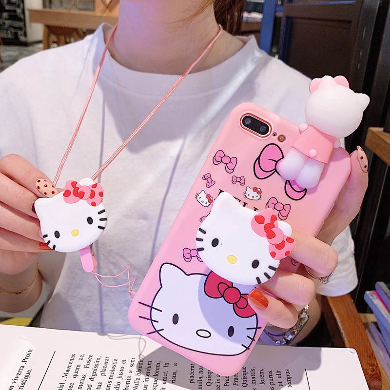 Ốp điện thoại hello kitty màu hồng thích hợp cho Iphone iPhone 6S 7 8 Plus X Xs Xr XS Max