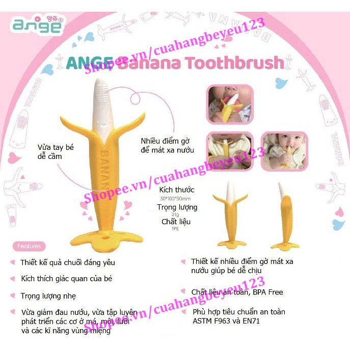 Ngậm nướu hình trái chuối an toàn cho Bé ANGE AG044 - AG046 (Made in Korea)