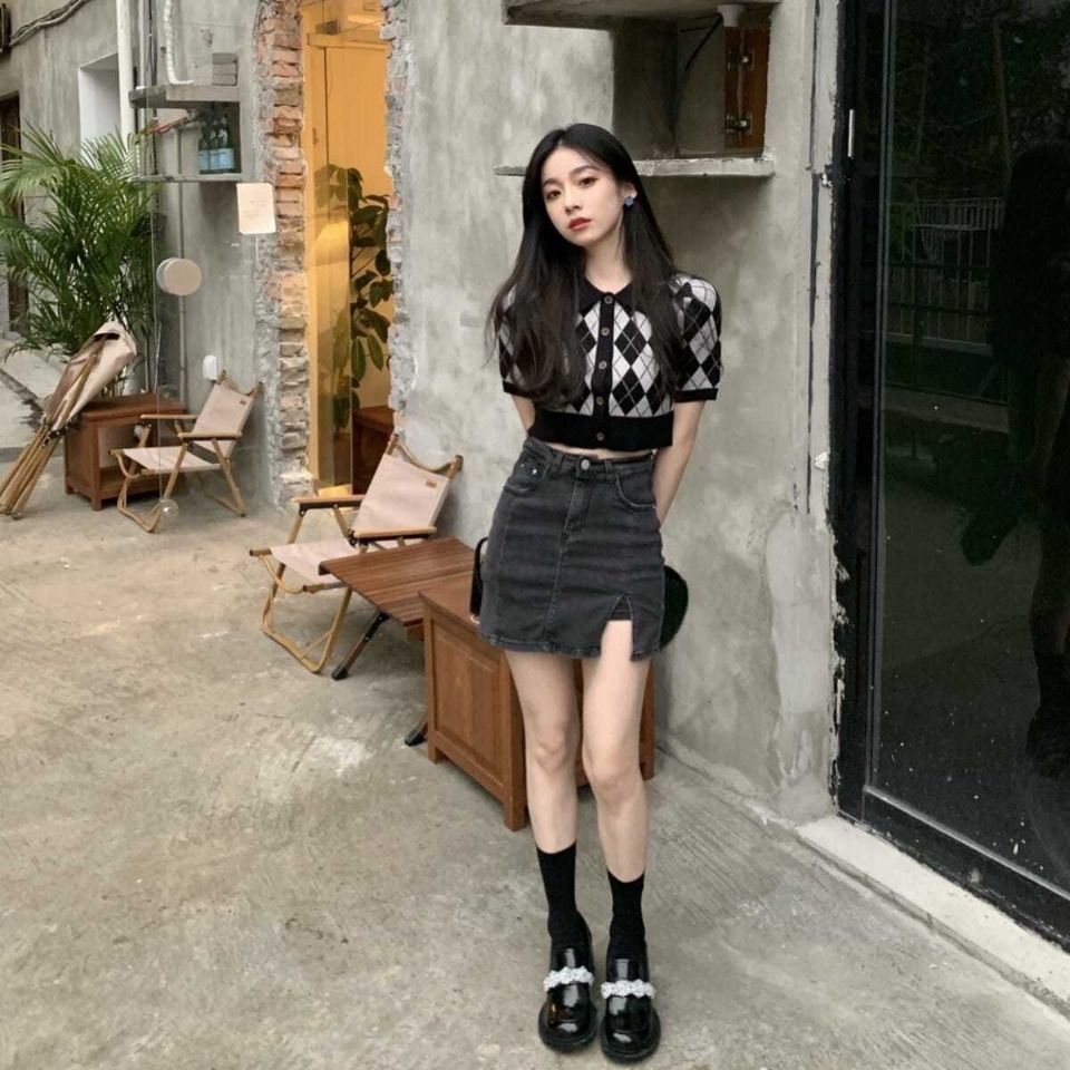 Áo Cardigan Ngắn Tay Cổ Polo Cài Nút Phong Cách Anh Quốc Cổ Điển Cho Nữ | BigBuy360 - bigbuy360.vn