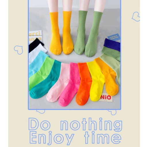 Vớ trơn basic cổ cao Unisex bảng màu mới