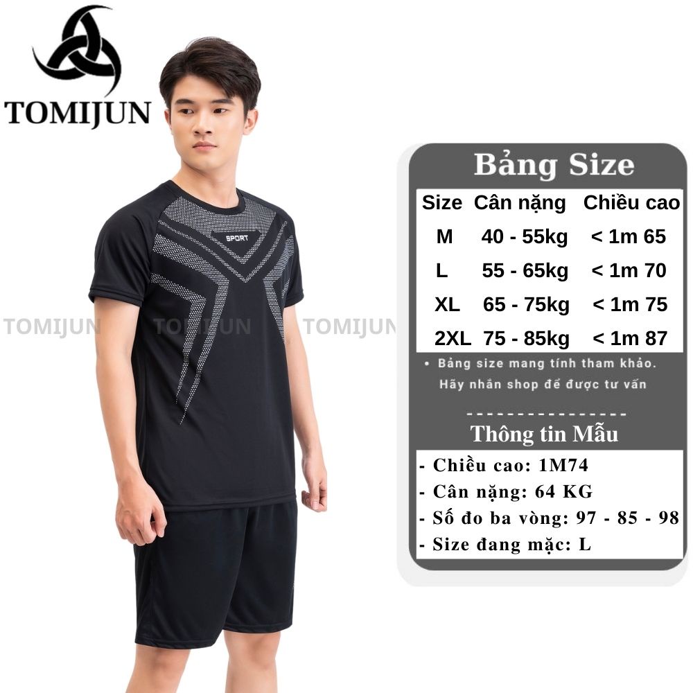 Bộ quần áo nam mùa hè TOMIJUN vải thun lạnh thoáng mát co giãn năng động 5 màu đa dạng thời trang