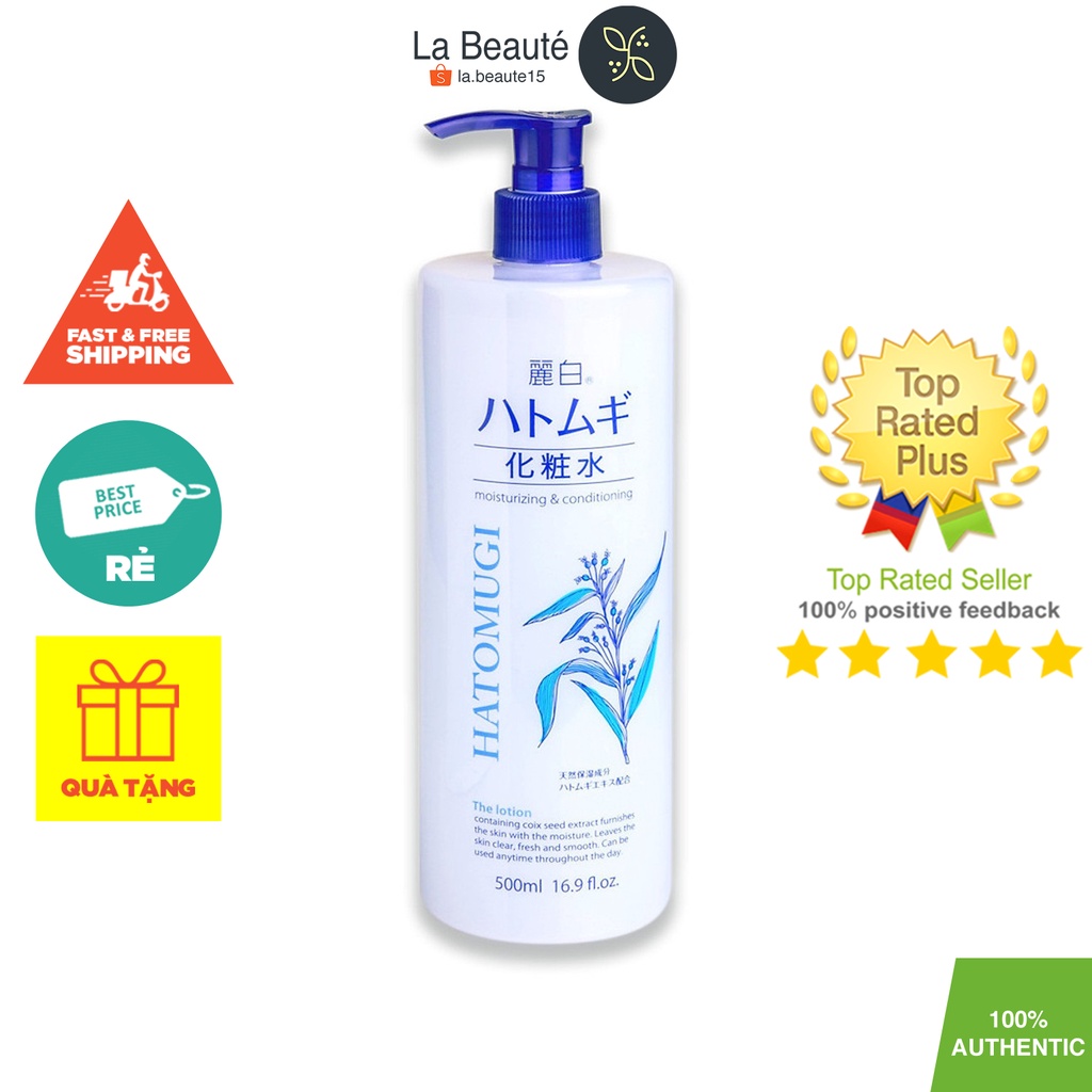 Reihaku Hatomugi Lotion -  Nước Hoa Hồng Ý Dĩ Cấp Ẩm, Se Khít Lỗ Chân Lông Chai Trắng 500ml