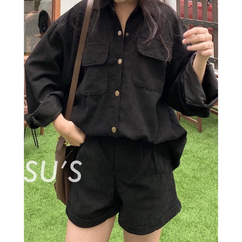 Áo sơ mi nhung tăm trơn 8193