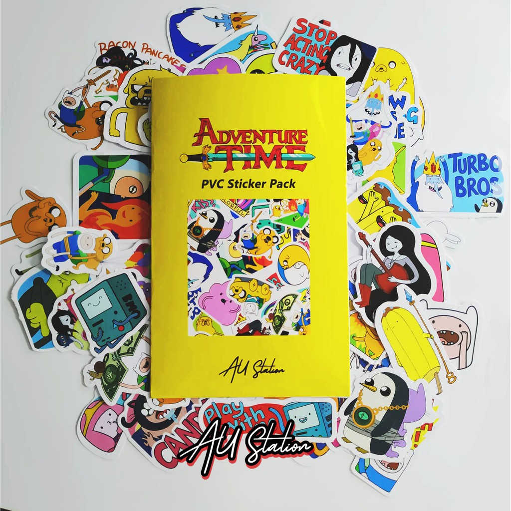 50 Sticker ADVENTURE TIME nhựa PVC không thấm nước, dán nón bảo hiểm, laptop, điện thoại, Vali, xe