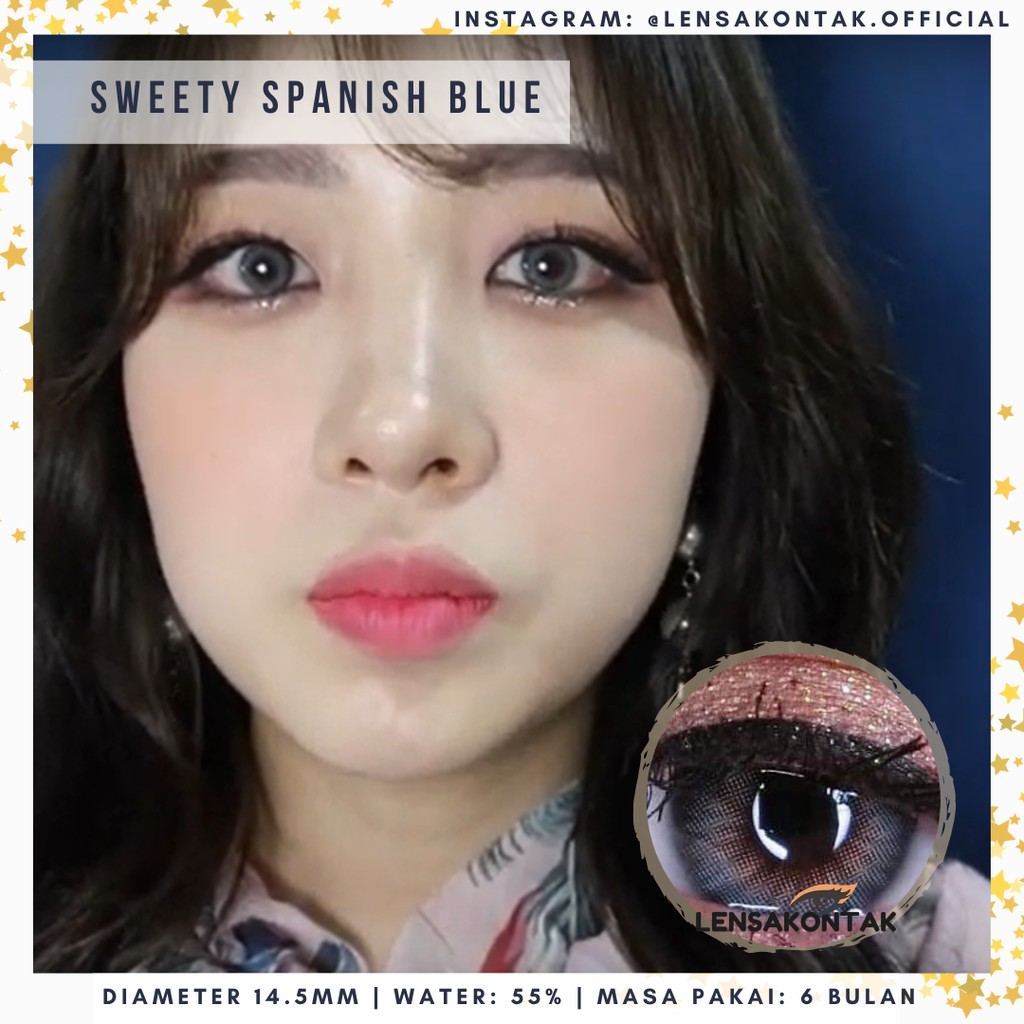 (hàng Mới Về) Kính Mát Sweety Softlens Plus Tây Ban Nha Màu Xanh Dương / Xanh Dương