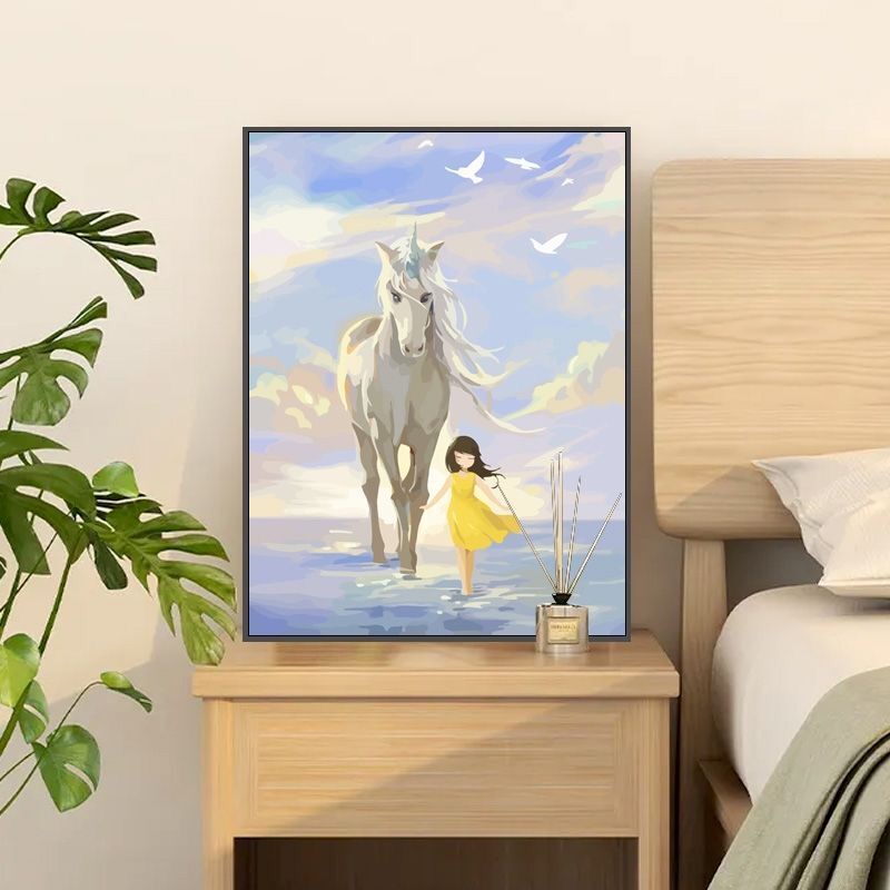 Bộ tranh sơn dầu Hamlet tô màu theo số hình thỏ và hoa trang trí tinh tế cỡ 30*40/ 40*50cm