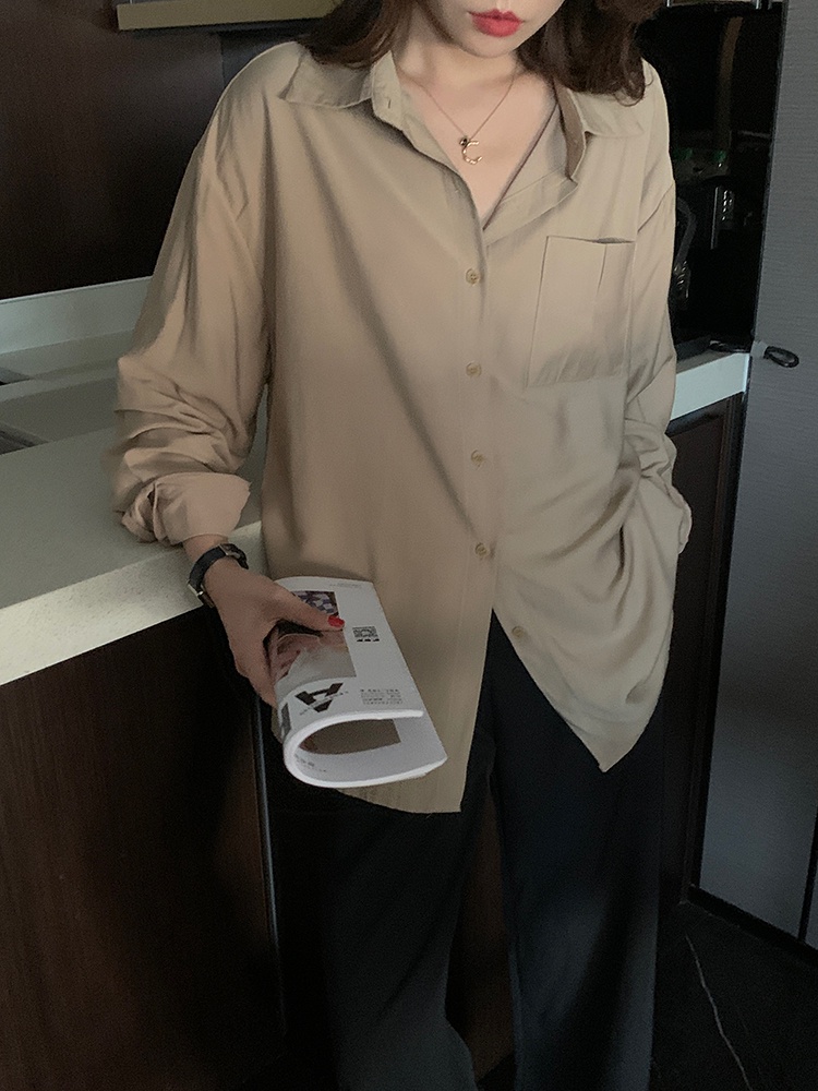 Áo Sơ Mi Dáng Rộng Màu Trơn Thời Trang 54335