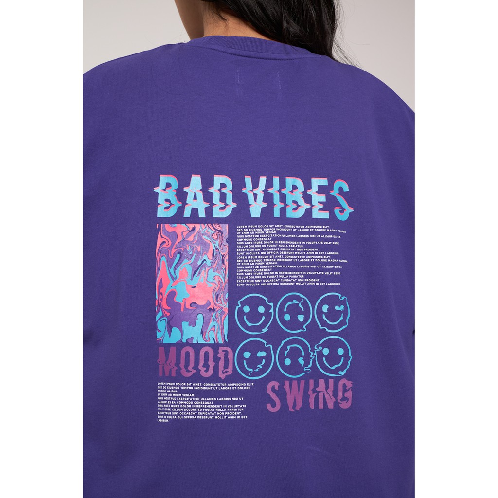 Áo Sweatshirt Nỉ Không Mũ Nữ BOO Vải Da Cá Form Rộng In Hình Bad Vibes Màu Tím Trend | BigBuy360 - bigbuy360.vn