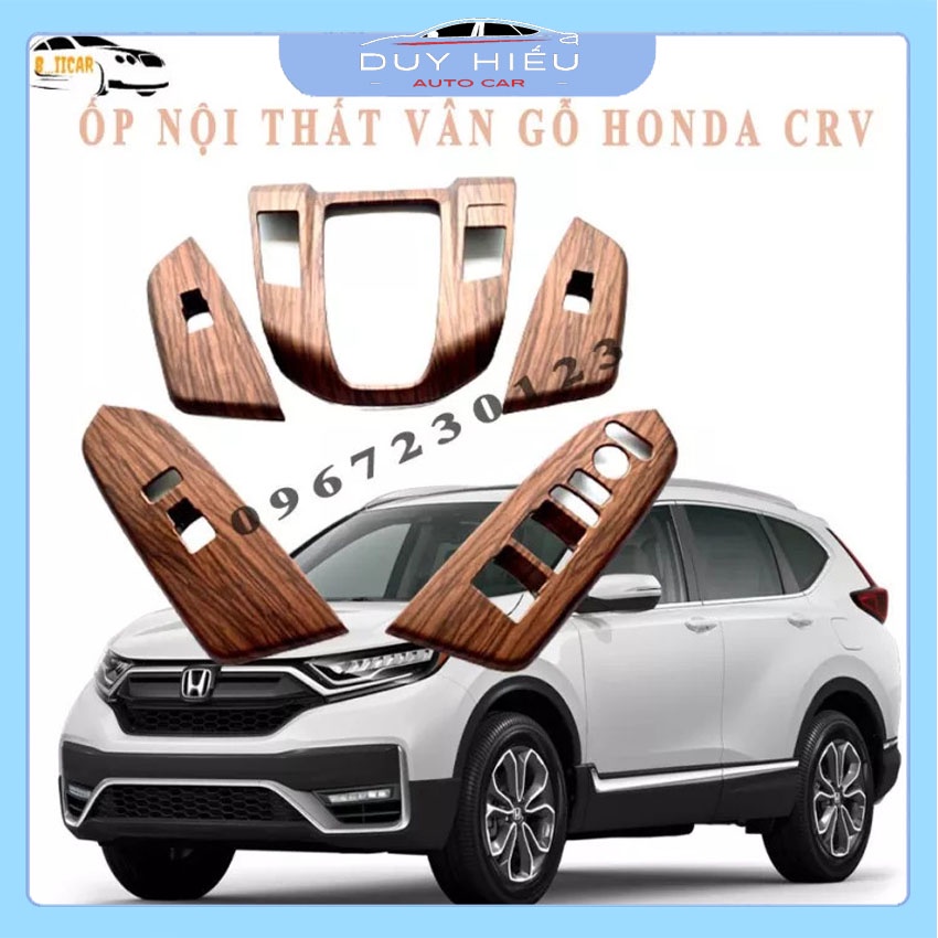 Bộ Ốp Trang Trí Nội Thất Ô Tô Honda CRV 2018-2021 Vân Gỗ 6 Chi Tiết