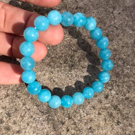 Vòng tay đá Amazonite sắc xanh ngọc thanh khiết.8ly