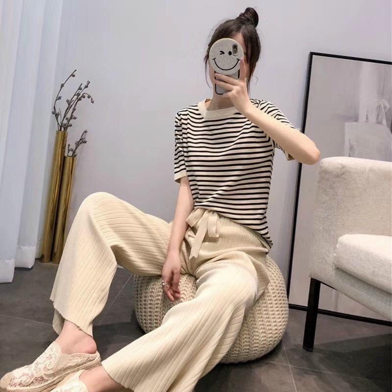 Set len mongtoghi kẻ quần suông | BigBuy360 - bigbuy360.vn