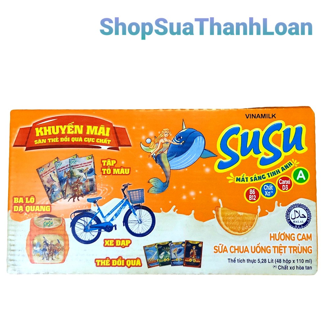  [HSD T12-2021] [SƯU TẦM QUÀ] SỮA CHUA UỐNG SUSU IQ HƯƠNG CAM - THÙNG 48 HỘP X 110ML