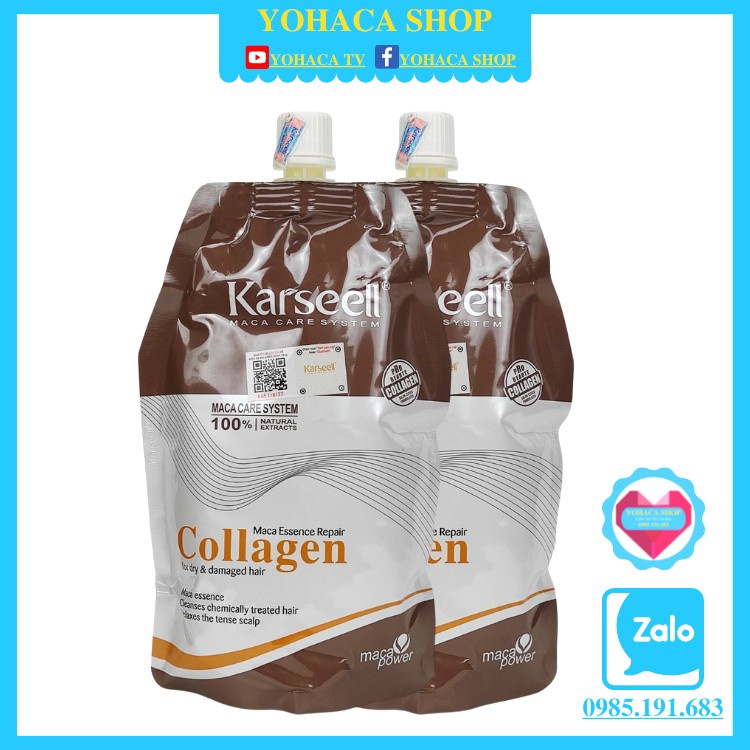 Kem ủ tóc Hấp phục hồi hấp tóc Collagen karseell Maca 500ML[Tặng mũ ủ ]