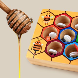 Đồ chơi thông minh, giáo cụ montessori, gắp ong vào tổ, giúp bé rèn vận động tinh phân biệt màu sắc