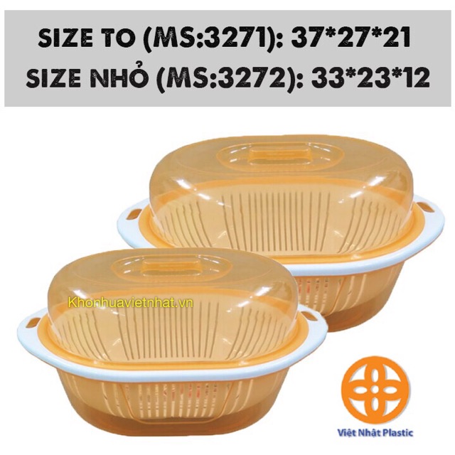 Bộ rổ chậu có nắp đậy Việt Nhật 2 size hàng cao cấp tiện lợi (MS:3271/3272)
