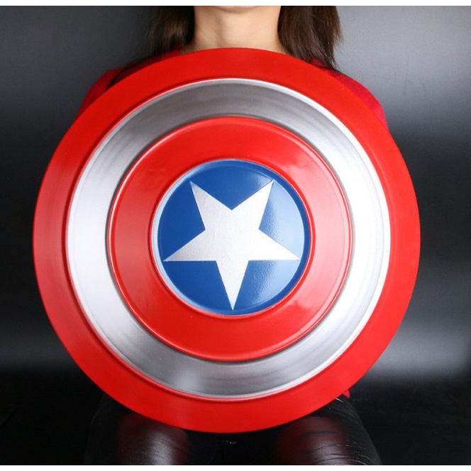 (BẰNG KIM LOẠI, 48CM) Khiên Captain American Shield Marvel Avenger cầm tay và treo tường tỷ lệ 1:1, đồ chơi và trang trí