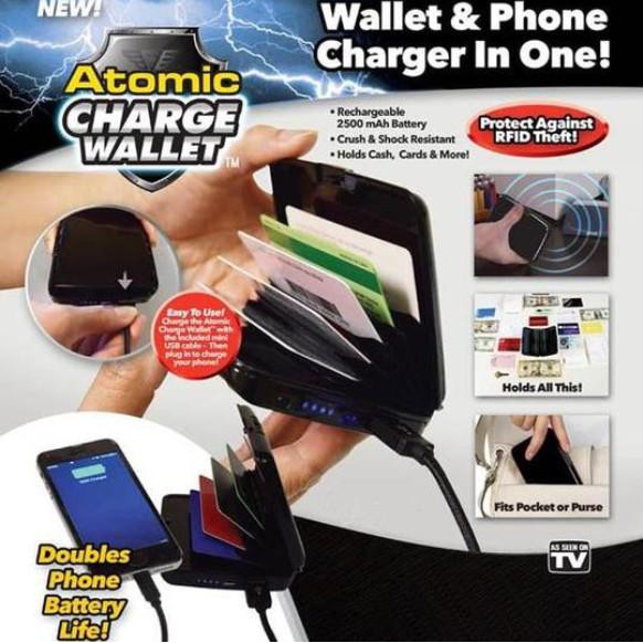 Bóp Tích Hợp Sạc Dự Phòng - Atomic Charge Wallet (Black) - Home and Garden