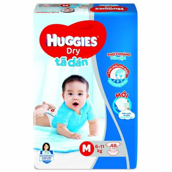 Tã Dán Huggies Size M 48 Miếng (Cho Bé 6 - 11kg ) - HSD Luôn Mới