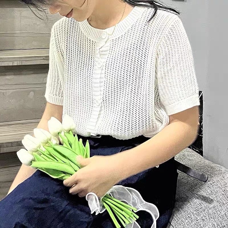 Áo dệt mỏng cộc tay