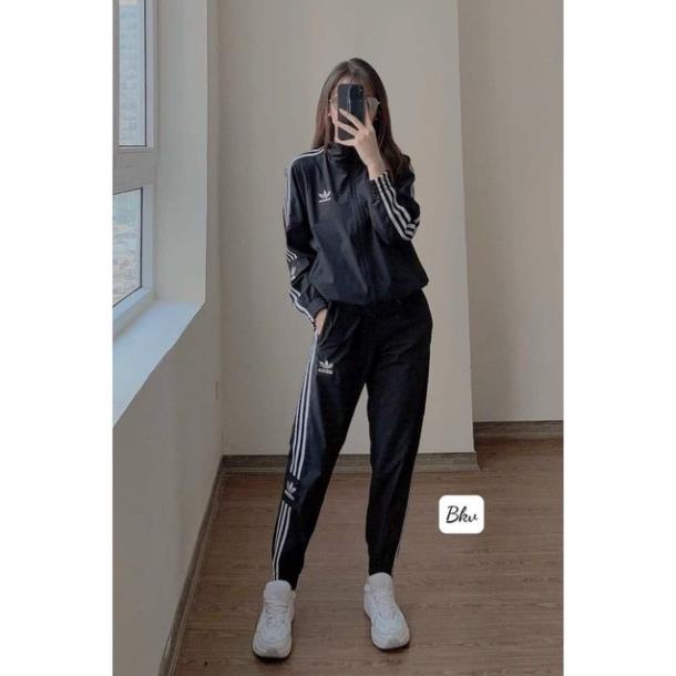 Bộ Thể Thao Nữ Adidas Set Thu Đông Áo Có Khóa Đẹp Xuất Sắc Mã 0102 Đẹp