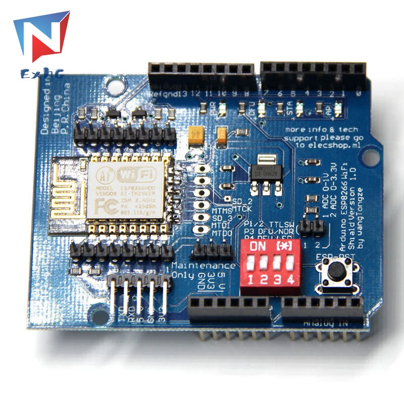 ExhG❤❤❤High quality ESP8266 UART WIFI Wireless Shield Development Board ESP-12E Circuits Boards Modules For Arduino UNO