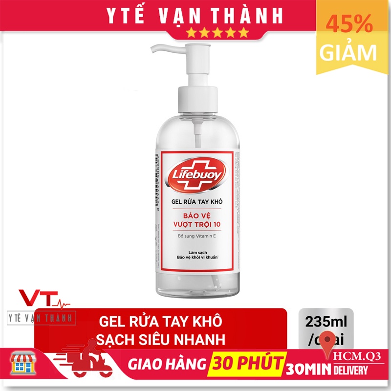 ✅ Gel Rửa Tay Khô- Lifebuoy (Chai Vòi), 235ml, Bảo Vệ Vượt Trội 10, Sát Khuẩn Lifebouy Lifeboy VT0501