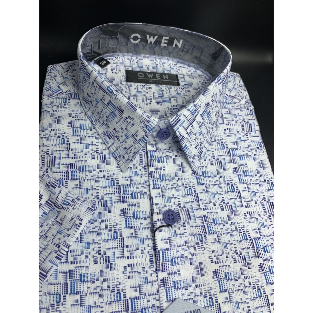 Áo Sơ Mi Nam Ngắn Tay Owen AS23094N Sơ Mi Cộc Tay Công Sở Cao Cấp Màu Trắng In Hình | BigBuy360 - bigbuy360.vn