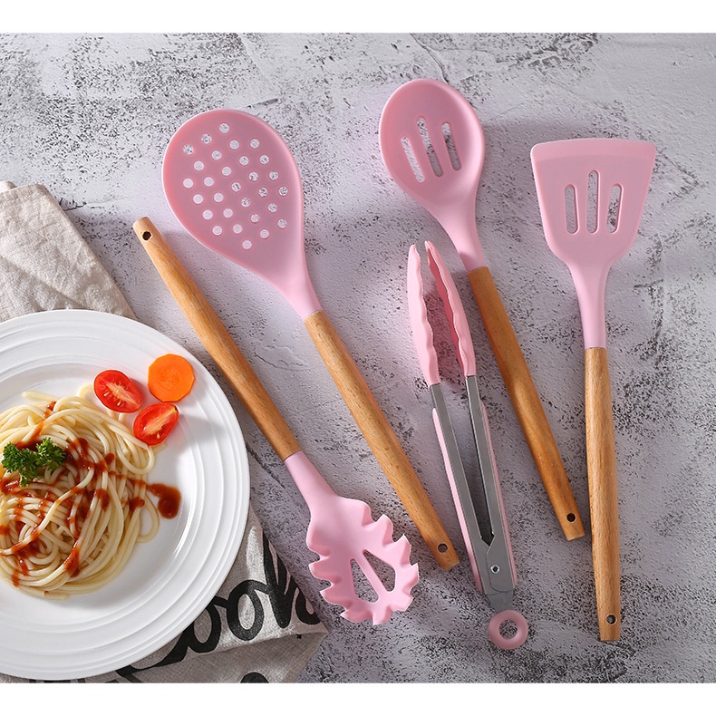 Bộ dụng cụ nhà bếp, nấu ăn làm bánh 12 món   bằng silicone chịu nhiệt chất lượng cao TT-HOME