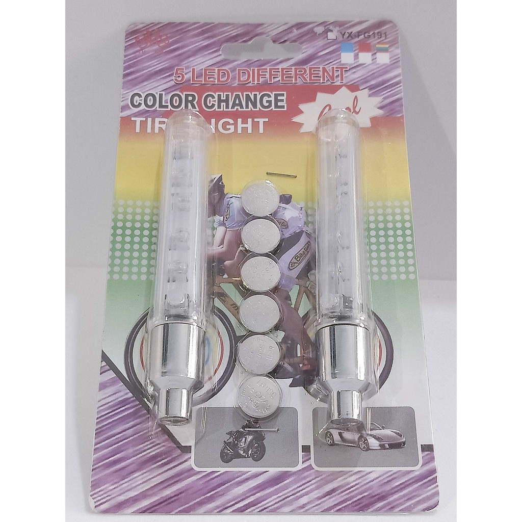 [TẶNG KÈM 6 PIN] Bộ 2 Đèn Led 5 Bóng Gắn Van Bánh Xe Đạp/Xe Máy/Ô tô-❤star Đèn LED gắn van bánh xe 5 bóng ▲▲ YKD