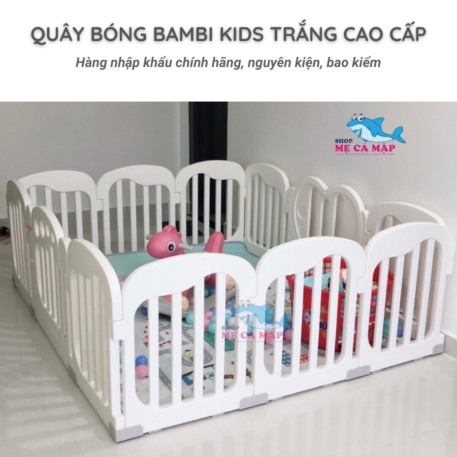 Quây Cũi Nhựa BamBi Kids Màu Trắng Nhập Khẩu Cao Cấp, Cũi Nhựa HDPE An Toàn Tuyệt Đối Cho Bé