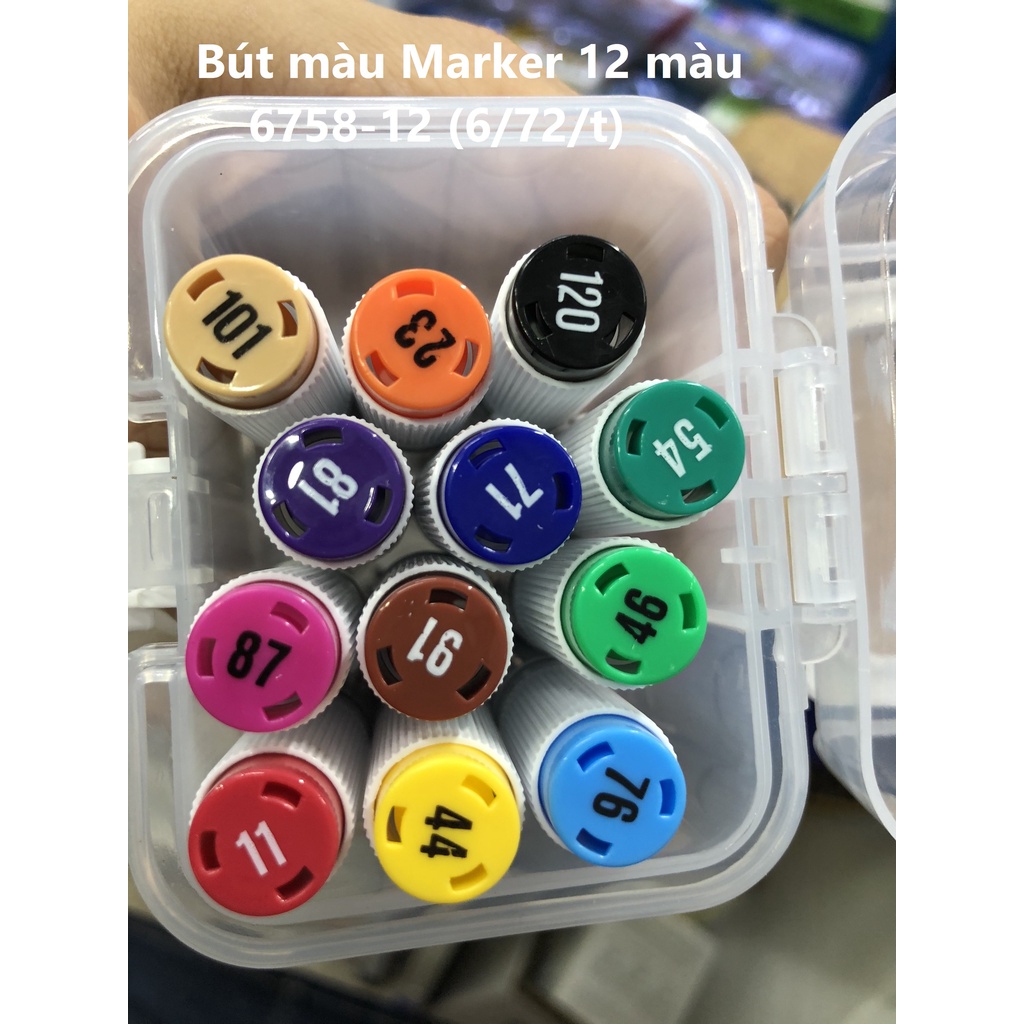 Bút màu Marker 36 màu RUI 6758 từ 18 đến 60 màu - màu sắc tươi sáng, khô nhanh, không lem màu - vpp Diệp Lạc (sỉ/lẻ)